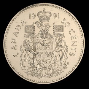 Canada, Elizabeth II, 50 cents : 1991