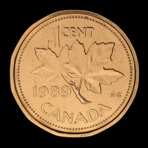 Canada, Elizabeth II, 1 cent : 1989