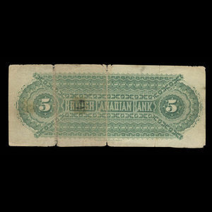 Canada, British Canadian Bank, 5 dollars : September 15, 1884