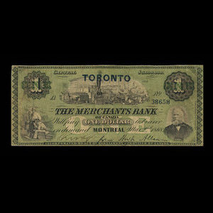 Canada, Merchants Bank of Canada (The), 1 dollar : March 2, 1868