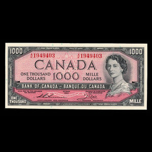 Canada, Bank of Canada, 1,000 dollars : 1954