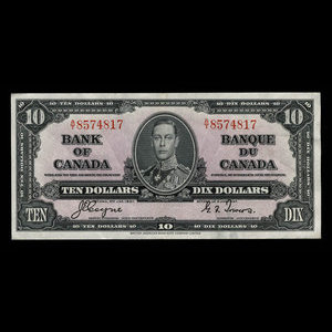 Canada, Bank of Canada, 10 dollars : January 2, 1937