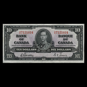 Canada, Bank of Canada, 10 dollars : January 2, 1937