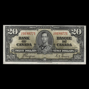 Canada, Bank of Canada, 20 dollars : January 2, 1937