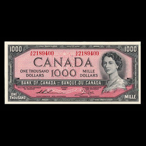 Canada, Bank of Canada, 1,000 dollars : 1954