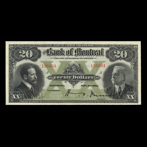 Canada, Bank of Montreal, 20 dollars : November 3, 1914