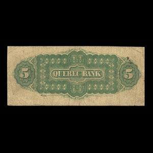 Canada, Quebec Bank, 5 dollars : January 3, 1888