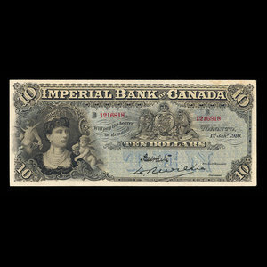 Canada, Imperial Bank of Canada, 10 dollars : January 1, 1910