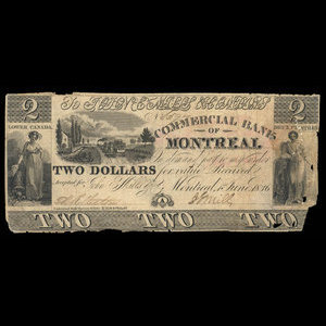 Canada, Commercial Bank of Montreal, 2 dollars : June 1, 1836