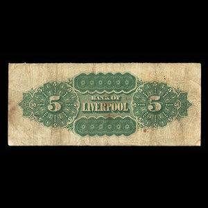 Canada, Bank of Liverpool, 5 dollars : November 1, 1871