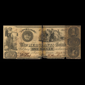 Canada, Merchants Bank (The), 1 dollar : May 4, 1837