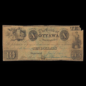 Canada, Bank of Ottawa, 10 dollars : January 1, 1844