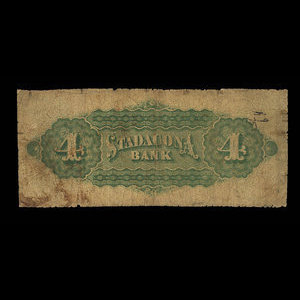 Canada, Stadacona Bank, 4 dollars : April 2, 1874