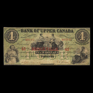 Canada, Bank of Upper Canada (York), 4 dollars : July 4, 1859