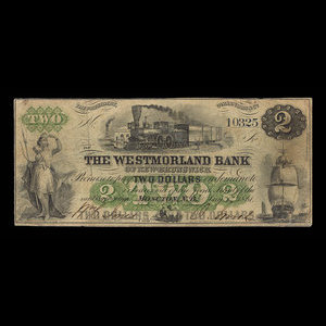 Canada, Westmorland Bank of New Brunswick, 2 dollars : August 1, 1861