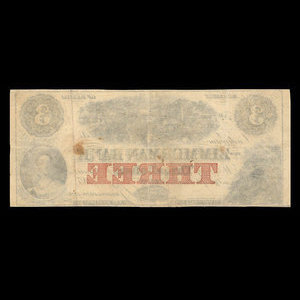 Canada, Zimmerman Bank, 3 dollars : December 1856
