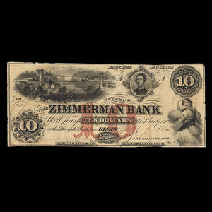 Canada, Zimmerman Bank, 10 dollars : July 7, 1856