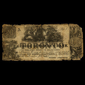 Canada, George Longman's Bank, 20 dollars :