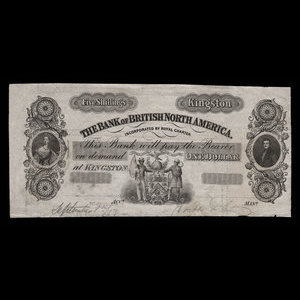 Canada, Bank of British North America, 1 dollar : September 8, 1853