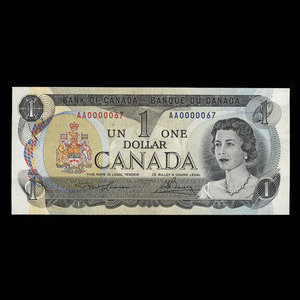 Canada, Bank of Canada, 1 dollar : 1973