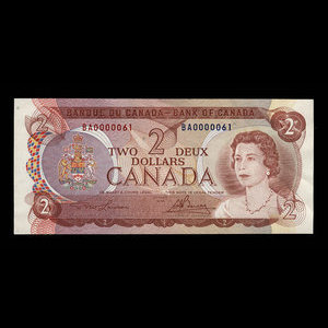 Canada, Bank of Canada, 2 dollars : 1974