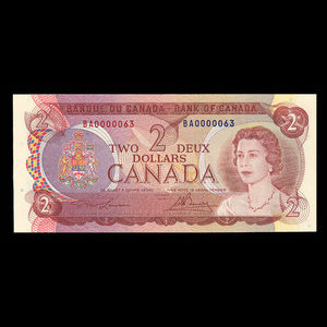 Canada, Bank of Canada, 2 dollars : 1974