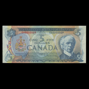 Canada, Bank of Canada, 5 dollars : 1972