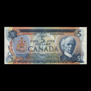 Canada, Bank of Canada, 5 dollars : 1972