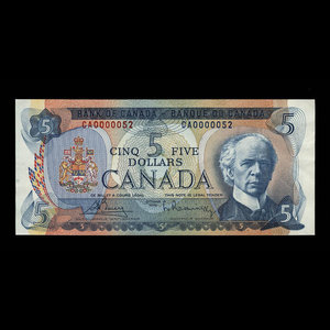 Canada, Bank of Canada, 5 dollars : 1972