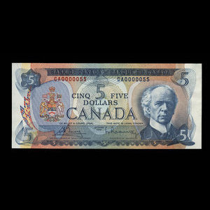 Canada, Bank of Canada, 5 dollars : 1972