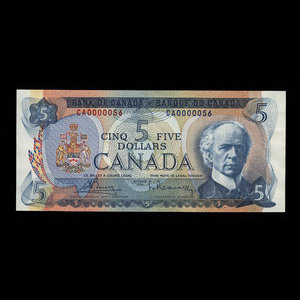 Canada, Bank of Canada, 5 dollars : 1972