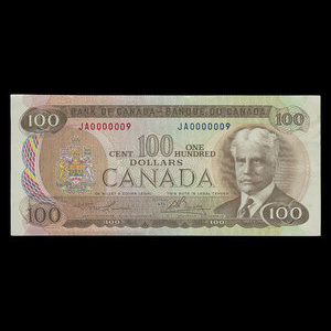 Canada, Bank of Canada, 100 dollars : 1975