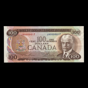 Canada, Bank of Canada, 100 dollars : 1975