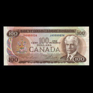 Canada, Bank of Canada, 100 dollars : 1975