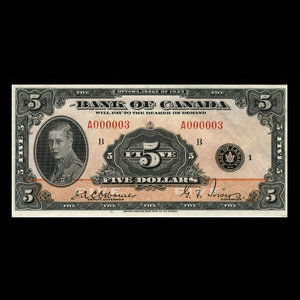 Canada, Bank of Canada, 5 dollars : 1935