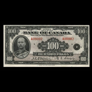 Canada, Bank of Canada, 100 dollars : 1935