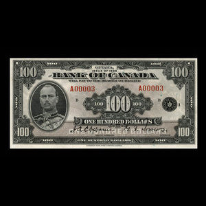 Canada, Bank of Canada, 100 dollars : 1935