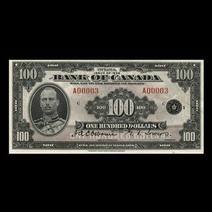 Canada, Bank of Canada, 100 dollars : 1935