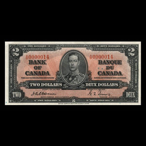 Canada, Bank of Canada, 2 dollars : January 2, 1937