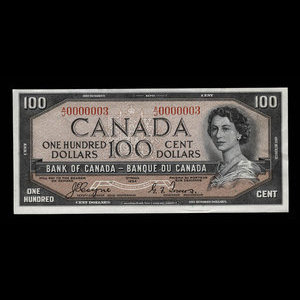 Canada, Bank of Canada, 100 dollars : 1954