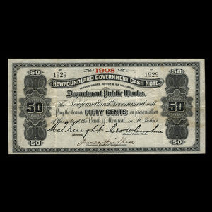 Canada, Newfoundland - Department of Public Works, 50 cents : 1908