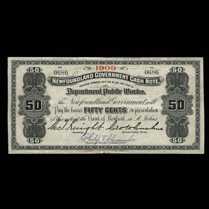 Canada, Newfoundland - Department of Public Works, 50 cents : 1909