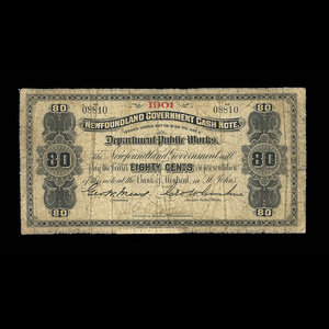 Canada, Newfoundland - Department of Public Works, 80 cents : 1901