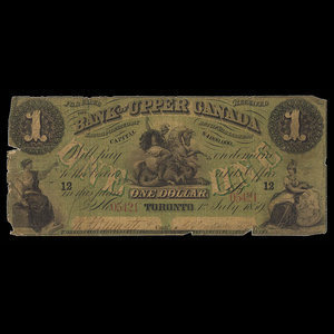 Canada, Bank of Upper Canada (York), 1 dollar : July 1, 1859