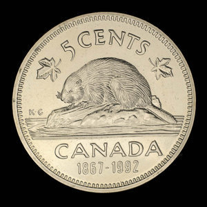 Canada, Elizabeth II, 5 cents : 1992