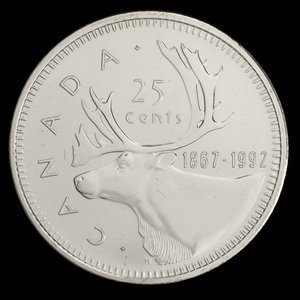 Canada, Elizabeth II, 25 cents : 1992