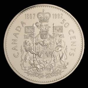 Canada, Elizabeth II, 50 cents : 1992