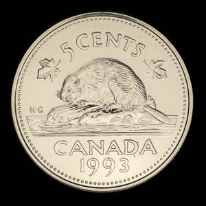 Canada, Elizabeth II, 5 cents : 1993