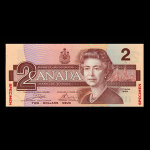 Canada, Bank of Canada, 2 dollars : 1986