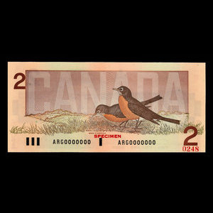 Canada, Bank of Canada, 2 dollars : 1986